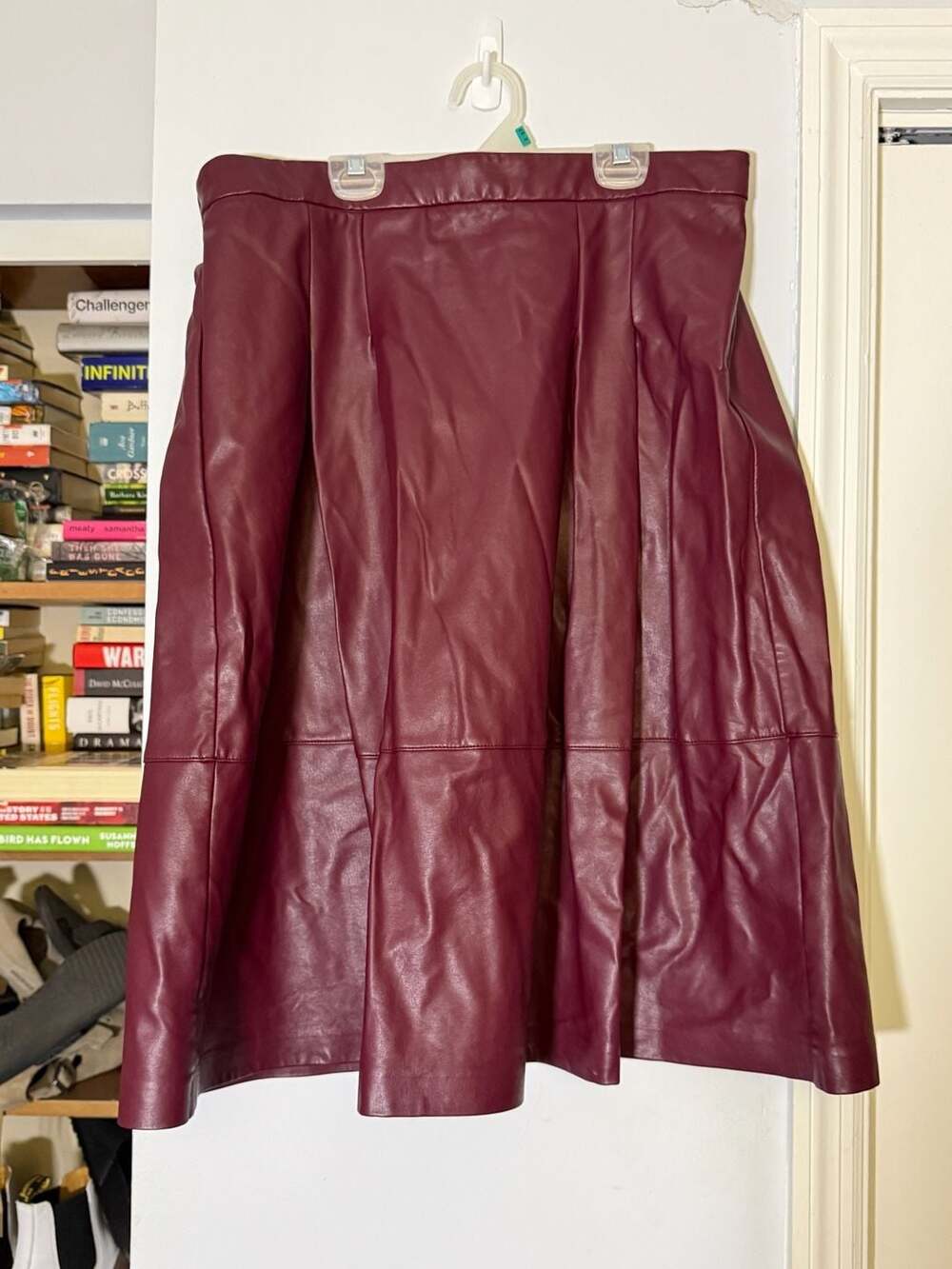 Eloquii Burgundy Faux Leather Pleated Midi Skirt Size 14
